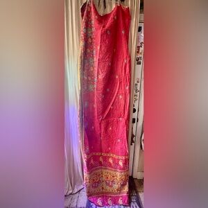 Vibrant Red Floral Kantha quilt